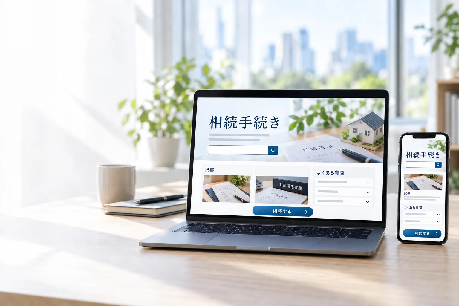サイトの画面を表示したノートPCとスマートフォンのイメージ