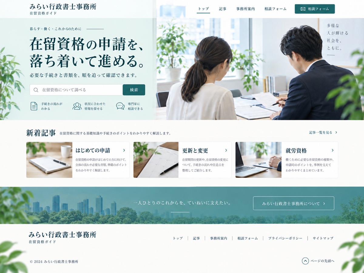 行政書士｜在留資格のデザイン見本